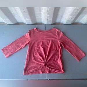 Loft Coral Twist-Front Knot Top